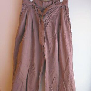 Women's wide-leg mauve belted trousers